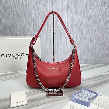 Givenchy Small Leather Moon Cut-Out Shoulder Bag Red Size 25 x 7 x 12 cm