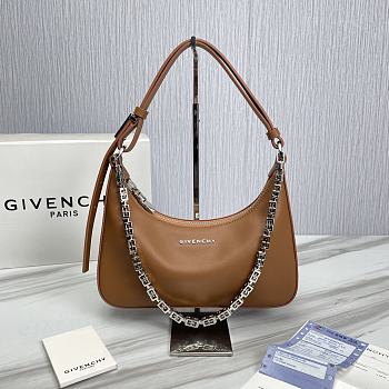 Givenchy Small Leather Moon Cut-Out Shoulder Bag Brown Size 25 x 7 x 12 cm
