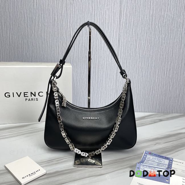 Givenchy Small Leather Moon Cut-Out Shoulder Bag Black Size 25 x 7 x 12 cm - 1