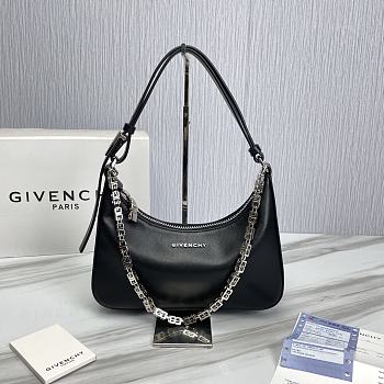 Givenchy Small Leather Moon Cut-Out Shoulder Bag Black Size 25 x 7 x 12 cm