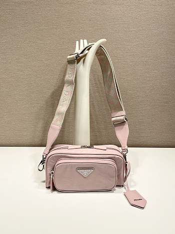 Prada Pink Nappa Antique Leather Multi-pocket Shoulder Bag Size 22 x 10.5 x 7 cm
