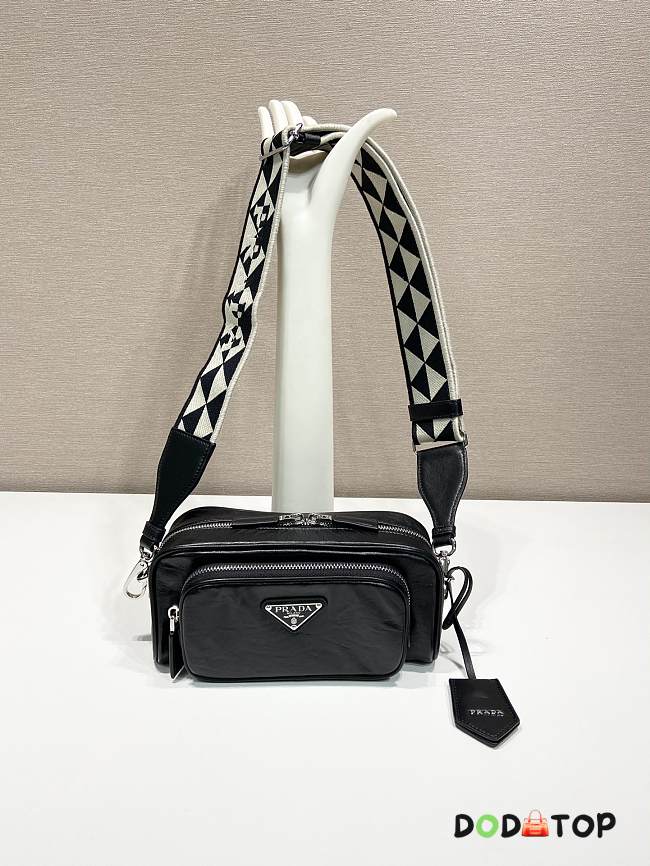 Prada Black Nappa Antique Leather Multi-pocket Shoulder Bag Size 22 x 10.5 x 7 cm - 1
