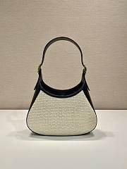 Prada Cleo Leather Shoulder 1BC179 Straw Bag Black Size 27 x 19 x 5 cm - 5