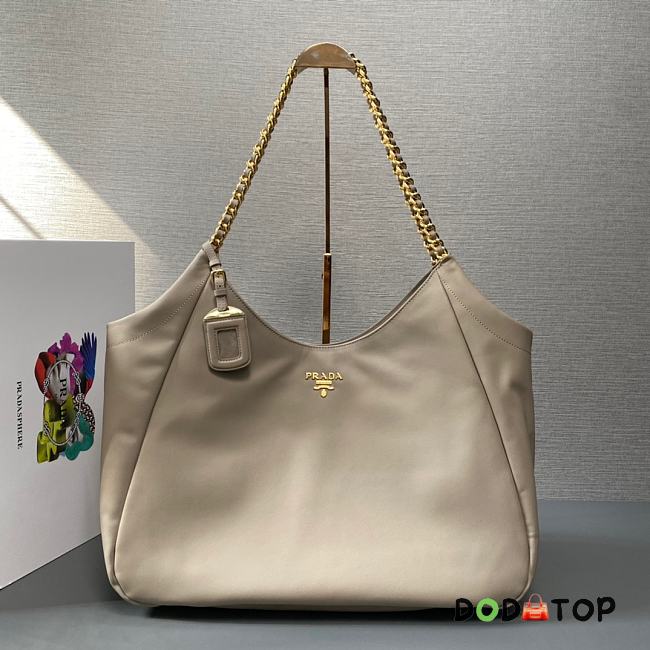 Prada Soft Calfskin Leather Shoulder Bag Beige Size 39 x 29 x 19 cm - 1
