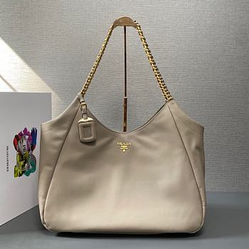 Prada Soft Calfskin Leather Shoulder Bag Beige Size 39 x 29 x 19 cm