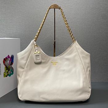 Prada Soft Calfskin Leather Shoulder Bag White Size 39 x 29 x 19 cm