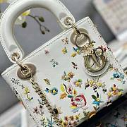 Dior Lady Mini Embroidered with Multicolor Small Flowers Size 17 x 15 x 7 cm - 2