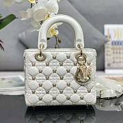 Lady Dior Bag White Finish Butterfly Studs Size 20 x 17 x 8 cm - 1