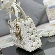 Lady Dior Bag White Finish Butterfly Studs Size 20 x 17 x 8 cm - 5