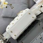 Lady Dior Bag White Finish Butterfly Studs Size 20 x 17 x 8 cm - 4