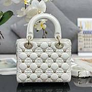 Lady Dior Bag White Finish Butterfly Studs Size 20 x 17 x 8 cm - 3