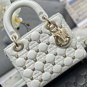 Lady Dior Bag White Finish Butterfly Studs Size 20 x 17 x 8 cm - 2