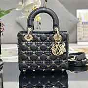 Lady Dior Bag Black Finish Butterfly Studs Size 20 x 17 x 8 cm - 1
