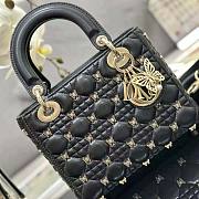 Lady Dior Bag Black Finish Butterfly Studs Size 20 x 17 x 8 cm - 2