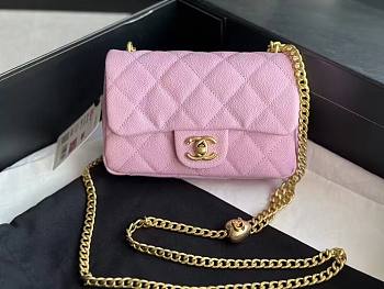 Chanel Flap Chain Bag Heart Pink 01 Size 19 cm