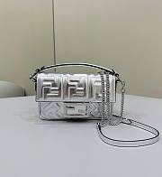 Fendi Baguette Silver Leather Bag Size 19 × 4 × 12 cm - 1