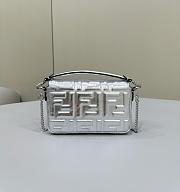 Fendi Baguette Silver Leather Bag Size 19 × 4 × 12 cm - 5