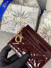 Dior Patent Card Holder Red Wine Size 10.5 x 7.5 x 1 cm - 5