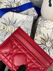 Dior Lambskin Card Holder Red Size 10.5 x 7.5 x 1 cm - 3
