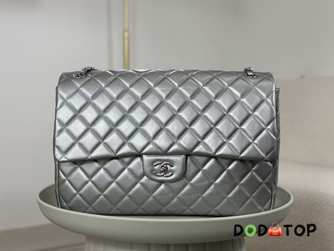 Chanel A4661 Silver Hardware Flap Bag Large Silver Size 40 x 11 x 16 cm - 1
