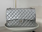 Chanel A4661 Gold Hardware Flap Bag Large Silver Size 40 x 11 x 16 cm - 1