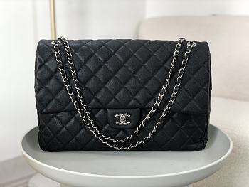 Chanel A4661 Silver Hardware Flap Bag Large Black Size 40 x 11 x 16 cm