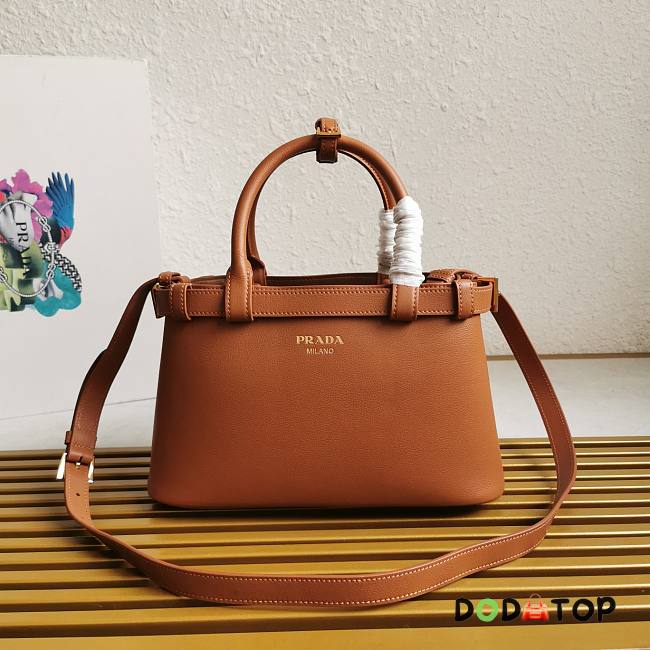 Prada Medium Leather Handbag With Belt Brown Size 28 x 18 x 10.5 cm - 1