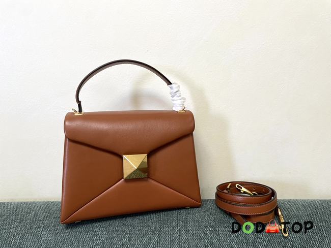 Valentino Garavani One Stud Leather Bag Brown Size 24 x 18 x 10 cm - 1