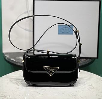 Prada Patent Leather Shoulder Bag Black Size 20.5 x 10.5 x 4 cm