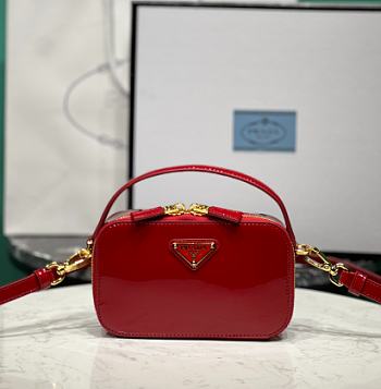 Prada Patent Leather Top-Handle Bag Red Size 17.5 x 10.5 x 4.5 cm