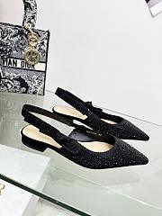 Dior J’Adior Slingback Pump Black Cotton Embroidered with Strass - 6