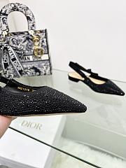Dior J’Adior Slingback Pump Black Cotton Embroidered with Strass - 5