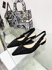 Dior J’Adior Slingback Pump Black Cotton Embroidered with Strass - 4