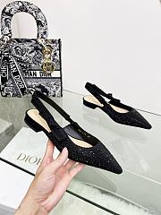 Dior J’Adior Slingback Pump Black Cotton Embroidered with Strass - 3