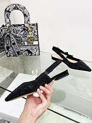 Dior J’Adior Slingback Pump Black Cotton Embroidered with Strass - 2