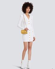 Balmain Short Eco-Designed Knit Dress With Gold-Tone Buttons White - 3