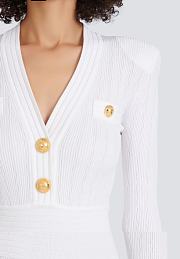 Balmain Short Eco-Designed Knit Dress With Gold-Tone Buttons White - 5