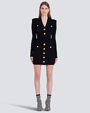 Balmain Short Eco-Designed Knit Dress With Gold-Tone Buttons Black - 2