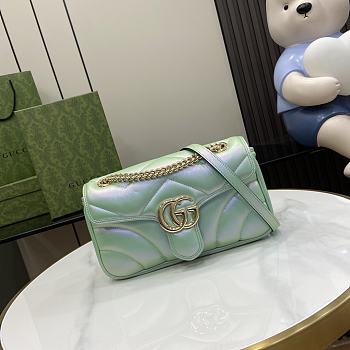 Gucci Marmont Rainbow Medium Shoulder Bag Green Size 15 x 26 x 7 cm