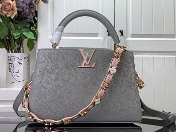 Louis Vuitton LV M48865 Capucines Medium Handbag Taro Purple Size 31.5 x 20 x 11 cm