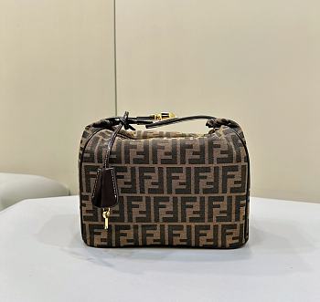 Fendi Brown Zucca Jacquard Vanity Bag Size 26 x 15 x 19 cm