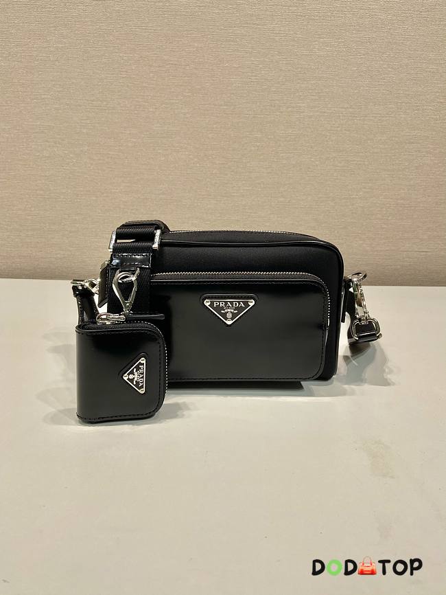 Prada Re-Nylon And Glossy Leather Black Bag Size 18 x 11.5 x 5 cm - 1
