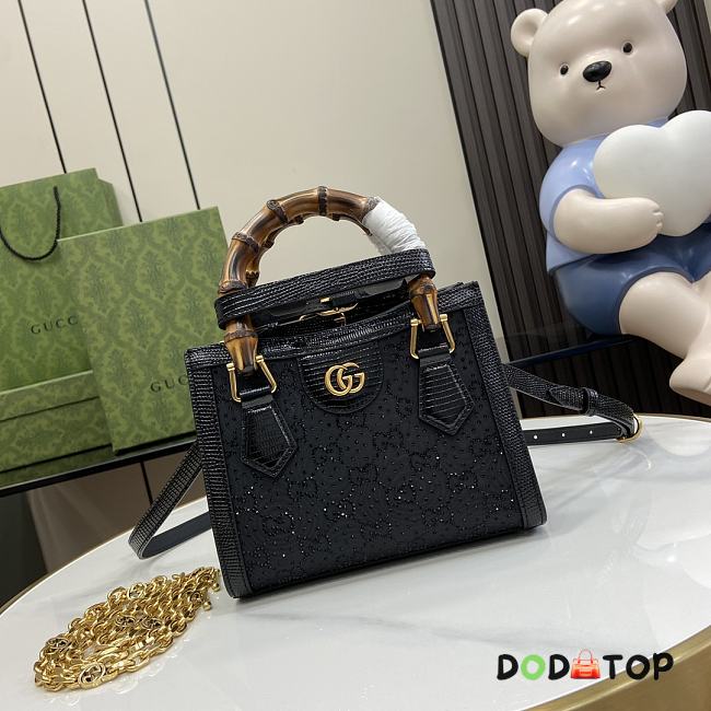  Gucci Diana Mini GG Crystal Tote Bag In Black Size 16 x 20 x 10 cm - 1