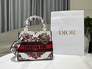 Dior Lady D-Lite Bag White And Red Size 24 x 20 x 11 cm - 3