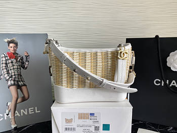 Chanel Raffia Rattan Small Gabrielle Hobo Bag White Size 20 x 15 x 8 cm