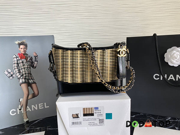 Chanel Raffia Rattan Small Gabrielle Hobo Bag Black Size 20 x 15 x 8 cm - 1