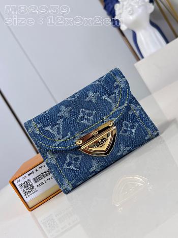 Louis Vuitton Victorine Wallet Denim Size 12 x 9.5 x 1.5 cm