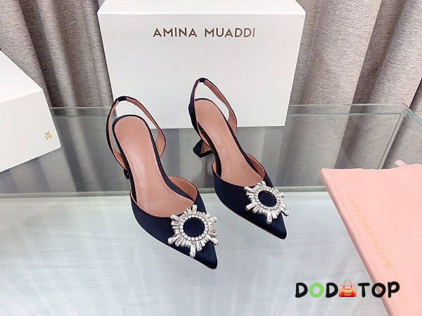 Amina Muaddi Sling Heels Black 7.5 cm - 1