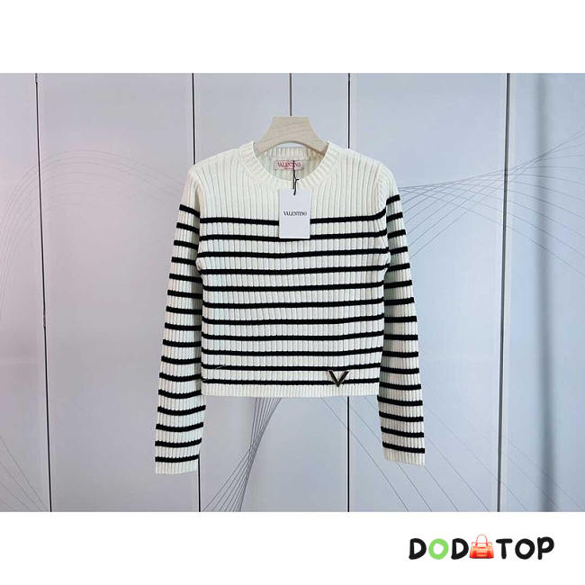 Valentino Striped Knit Sweater White - 1