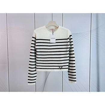 Valentino Striped Knit Sweater White